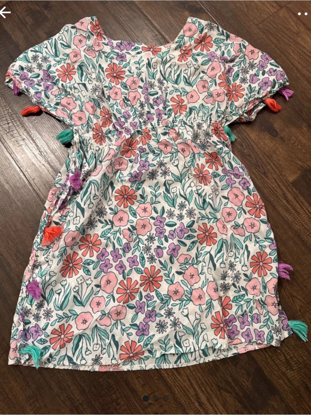Cat & Jack White Floral Dress with Pink, Coral & Green Accents